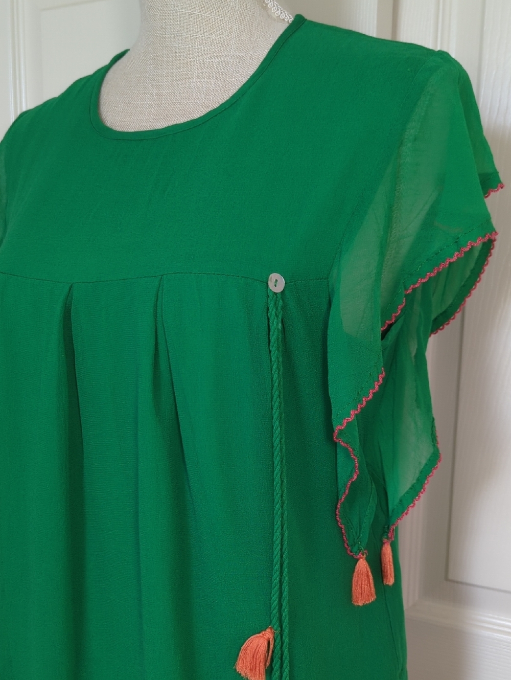 Anthropologie Emerald Tassel Top by Banjanan - Picture 5 of 10